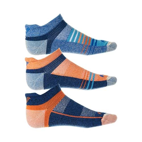 Saucony Men's Inferno Merino Wool No Show Tab Socks - Orange/Blue -3-pack 1 Saucony Men's Inferno Merino Wool No Show Tab Socks - Orange/Blue -3-pack