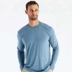 Men's Bamboo Shade Long Sleeve Top - Heather Slate Blue